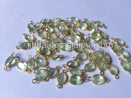 Gold Vermeil Prehnite Oval Connector